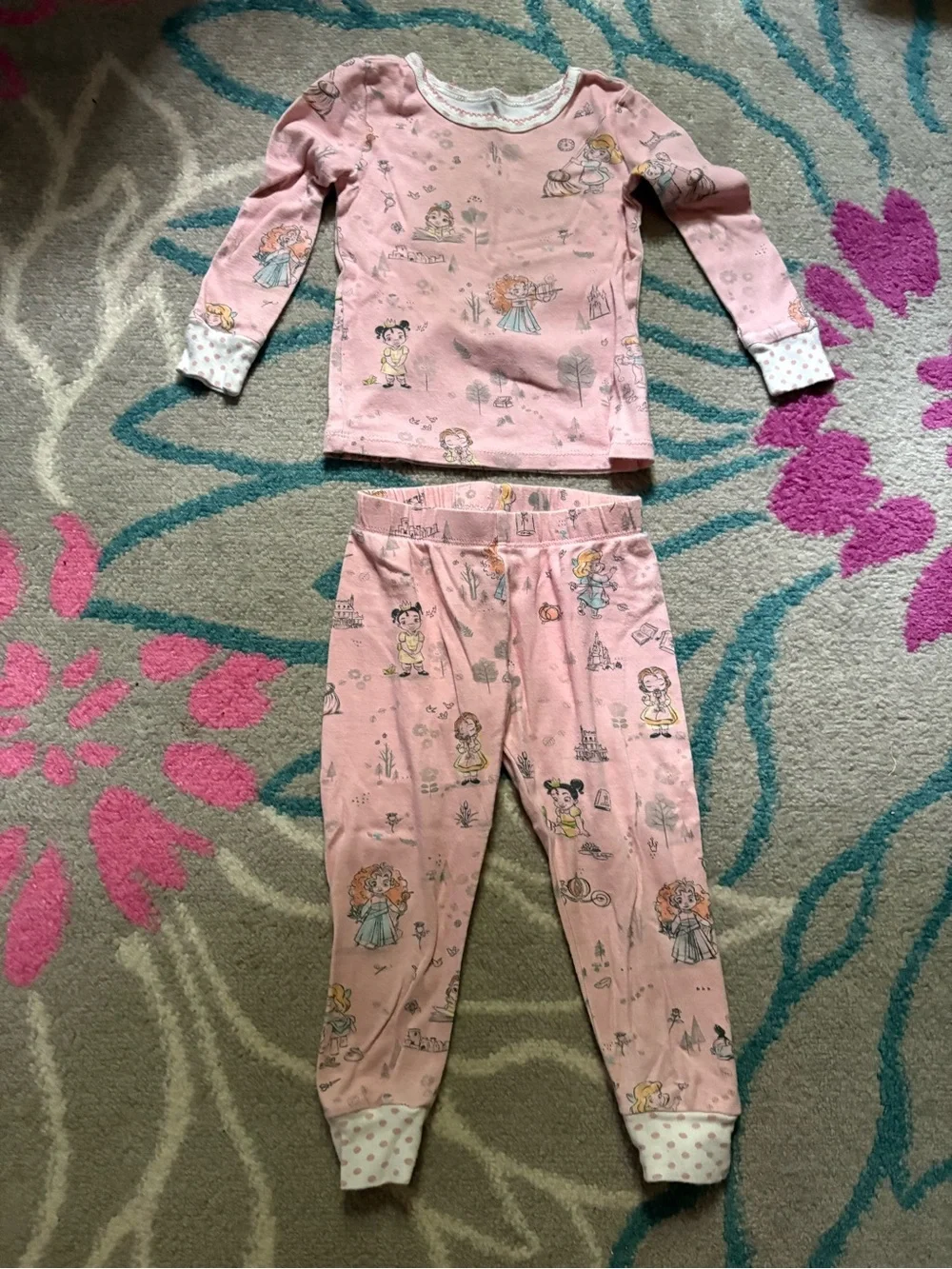 Disney Princess Two Piece Pajama Set Toddler Size 2